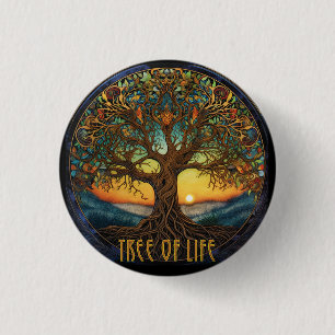 Tree of Life, artnouveau-geïnspireerd, cadeau-voor Ronde Button 3,2 Cm