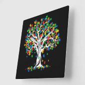 Tree Of Life Autism Awareness Month Vierkante Klok (Hoek)