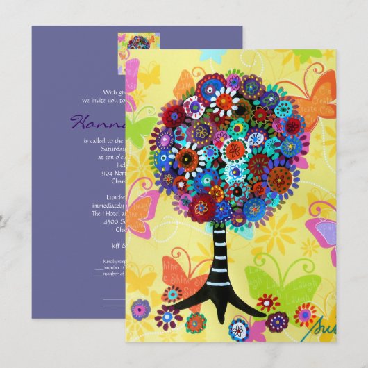 Tree of Life Bar Bat Mitzvah Uitnodigingen (Voorkant / Achterkant)