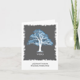 Tree of Life Bar Mitswa Bedankt Kaart Blauw Grijs