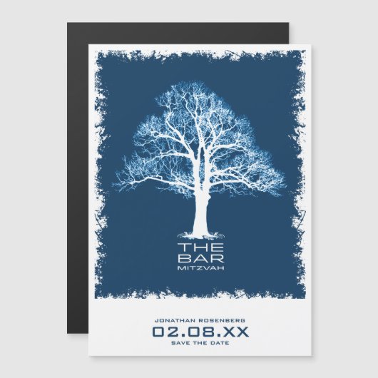 Tree of Life Bar Mitzvah Save the Date Uitnodiging Magnetische Uitnodiging (Voorkant / Achterkant)