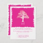 Tree of Life Bat Mitzvah RSVP Reply Kaart Pink (Voorkant / Achterkant)