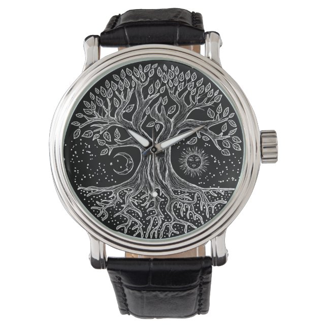 Tree of Life - black and white Horloge (Voorkant)