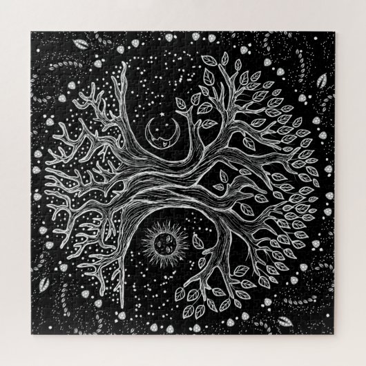 Tree of Life - black and white Legpuzzel (Horizontaal)