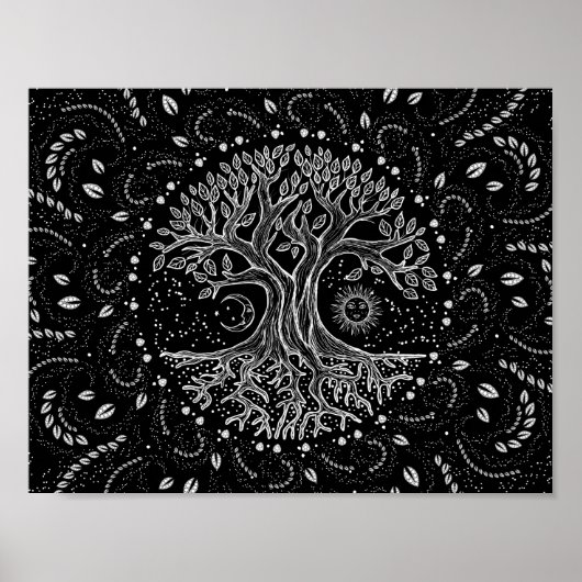 Tree of Life - black and white Poster (Voorkant)