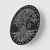 Tree of Life - black and white Ronde Klok (Hoek)