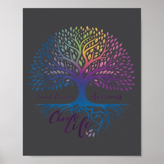 Tree Of Life Choose Life Suicide Prevention Awaren Poster (Voorkant)