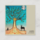 Tree of Life Connect met ons sociale media QR-code Vierkante Visitekaartje (Voorkant)