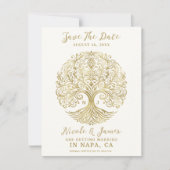 Tree of Life Cream & Gold Celtic Save the Date Kaart (Voorkant)