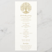 Tree of Life Cream & Gold Keltisch huwelijksprogra Programmakaart (Achterkant)
