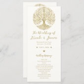 Tree of Life Cream & Gold Keltisch huwelijksprogra Programmakaart (Voorkant / Achterkant)