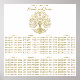 Tree of Life Cream Goud Keltische Bruiloft Zitplaa Poster