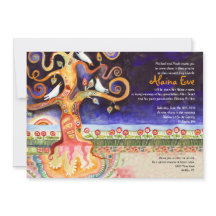 Tree of Life Doves Baby Naming Invitation