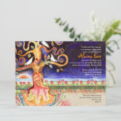 Tree of Life Doves Baby Naming Invitation Kaart (Staand voorkant)