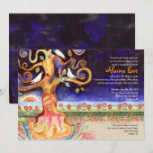 Tree of Life Doves Baby Naming Invitation Kaart (Voorkant / Achterkant)