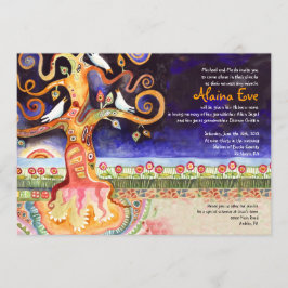 Tree of Life Doves Baby Naming Invitation Kaart