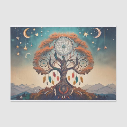 Tree of Life, DreamCatcher Vision in Clouds Tissuepapier (Voorkant)