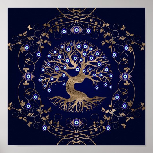 Tree of Life Evil Eye Ornament Poster (Voorkant)