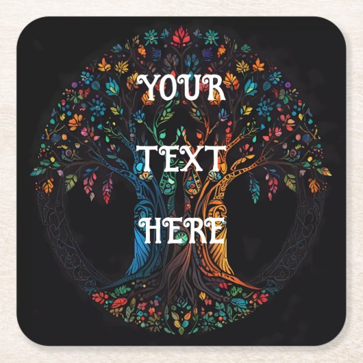 Tree of Life gekleurd papieren Onderzetter (Voorkant)