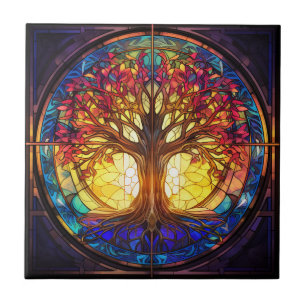 Tree of Life Glas in lood Keramische Tegel Tegeltje