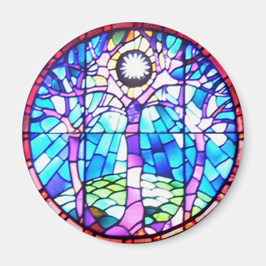 Tree of Life Glas in lood Magnet (Voorkant)