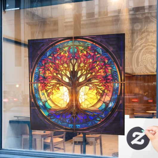 Tree of Life Glas in lood Window Cling Raamsticker (Cafe Raam)