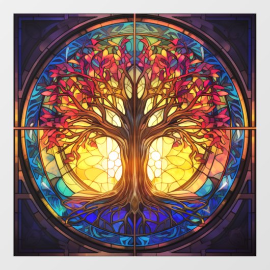 Tree of Life Glas in lood Window Cling Raamsticker (Vel)