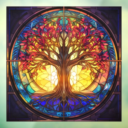 Tree of Life Glas in lood Window Cling Raamsticker
