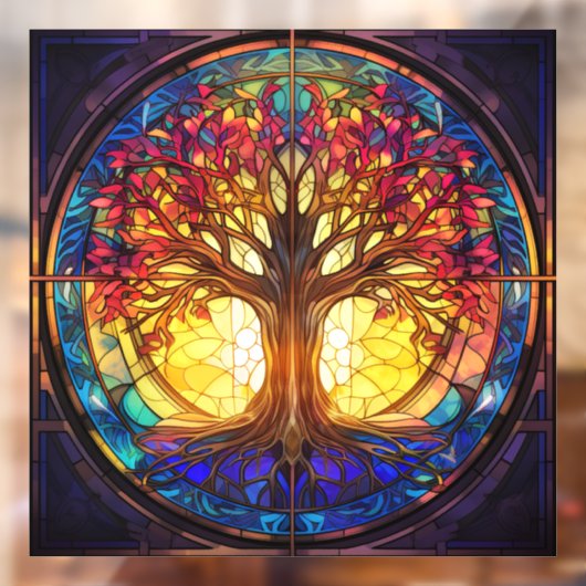 Tree of Life Glas in lood Window Cling Raamsticker (Vel 2)