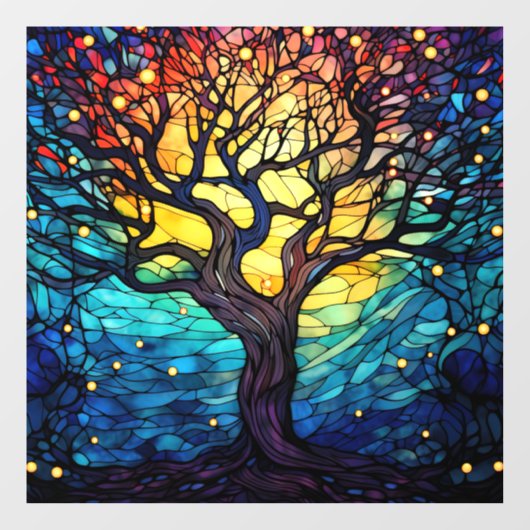 Tree of Life Glas in lood Window Cling Raamsticker (Vel)