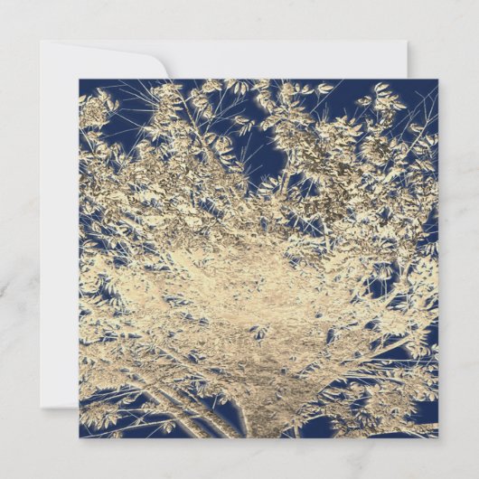 Tree of Life Gold and Navy Blue Bar Mitzvah Kaart (Achterkant)