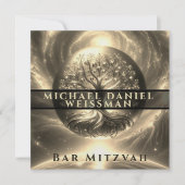 Tree of Life Gouden en Zwarte Bar Mitzvah Kaart (Voorkant)