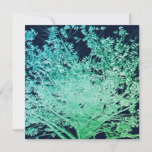 Tree of Life Green Blue Bar Mitswa Uitnodiging (Achterkant)