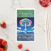 Tree of Life Groene Wolken 1e Jubileum Party Servet (Insitu)