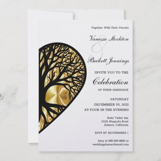 Tree of Life Heart Wedding Invitation Kaart (Voorkant)