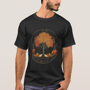 Tree of Life Herfst Vibes Autumn Boho Sacred Geome T-shirt