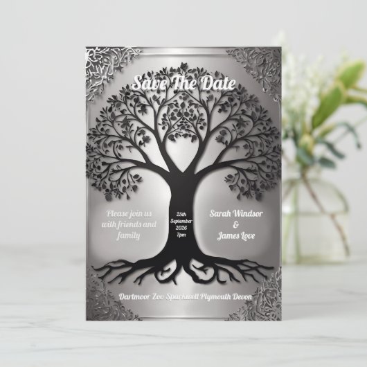 Tree of Life huwelijksuitnodiging Kaart (Staand voorkant)