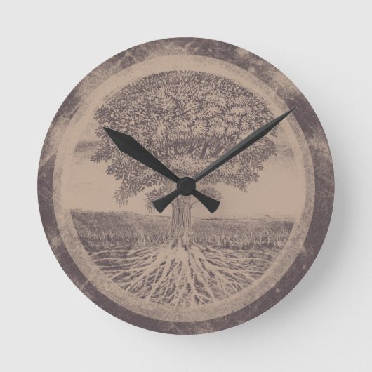 Tree of Life in Brown Ronde Klok (Voorkant)