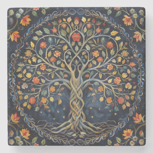 Tree of Life Keltisch stenen Onderzetter (Voorkant)