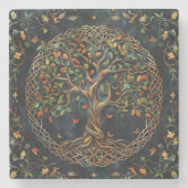 Tree of Life Keltisch stenen Onderzetter (Voorkant)