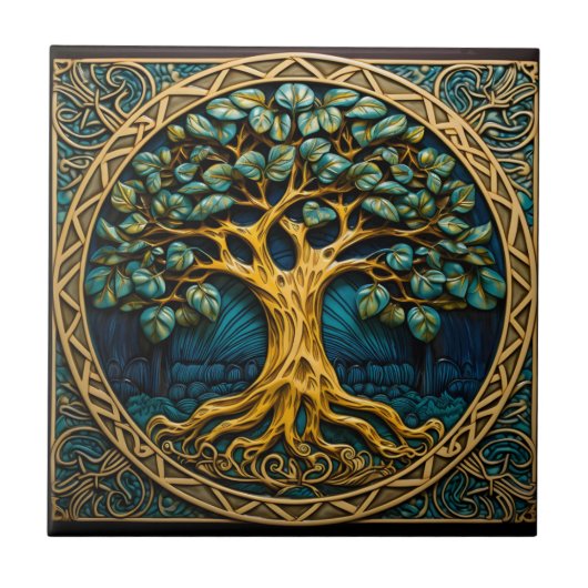 Tree of Life Keltische Tegel Design Tegeltje (Voorkant)