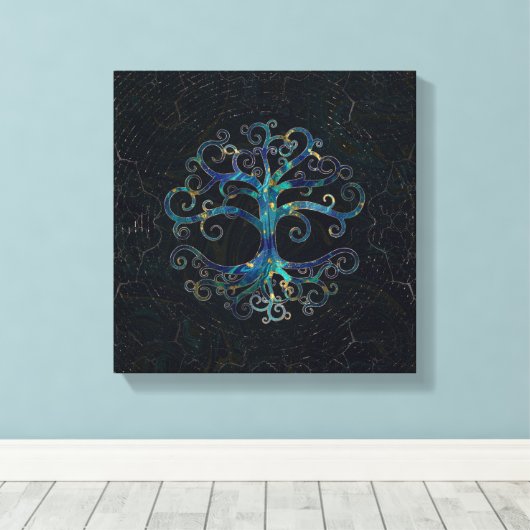 Tree of life Marble and Gold Canvas Afdruk (Insitu (Houten vloer))