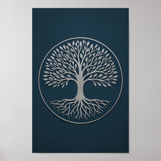 Tree of Life Marine en zilver Poster (Voorkant)