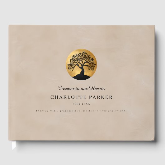 Tree of Life Memorial  Beige Custom Gastenboek (Voorkant)