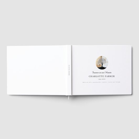 Tree of Life Memorial White Custom Gastenboek (Volledig)