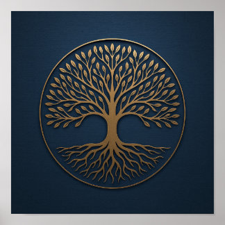 Tree of Life Navy Bronzen Poster