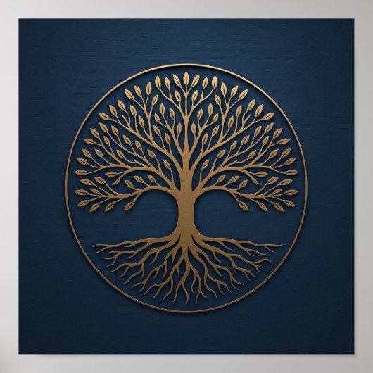 Tree of Life Navy Bronzen Poster (Voorkant)