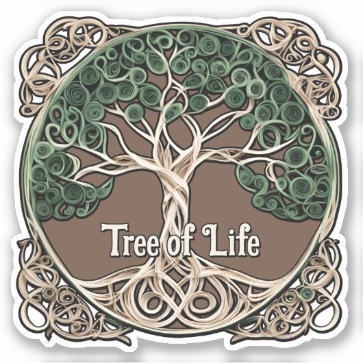 Tree of Life Papier Quilling Sticker (Voorkant)