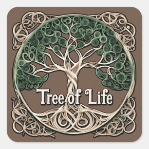 Tree of Life Papier Quilling Vierkante Sticker