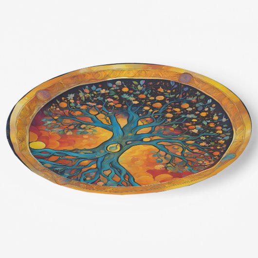 Tree of Life papieren servet Papieren Bordje (Gekanteld)
